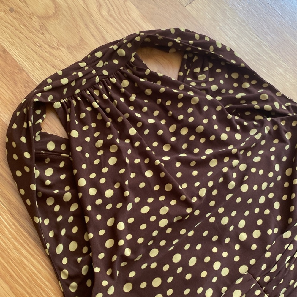 Brown Polka Dot Dress Size 8 - Picture 4 of 8